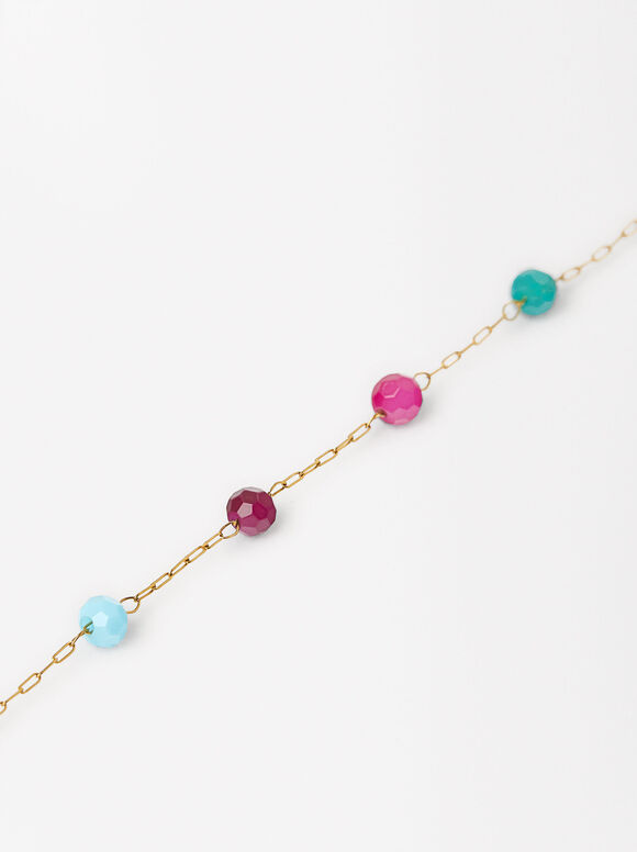 Bracelet Fin Avec Perles - Acier Inoxydable, Multicolore, hi-res