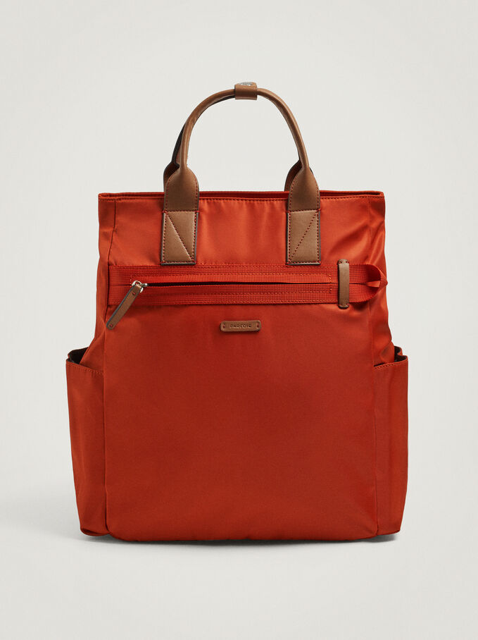 Nylon Backpack For 13” Laptop, Orange, hi-res