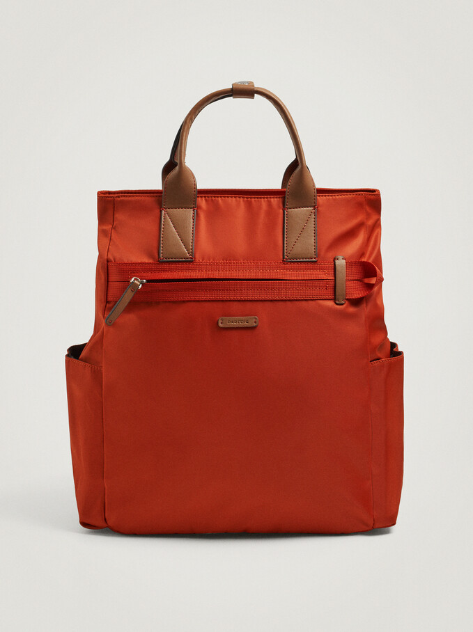 Nylon Backpack For 13” Laptop, Orange, hi-res