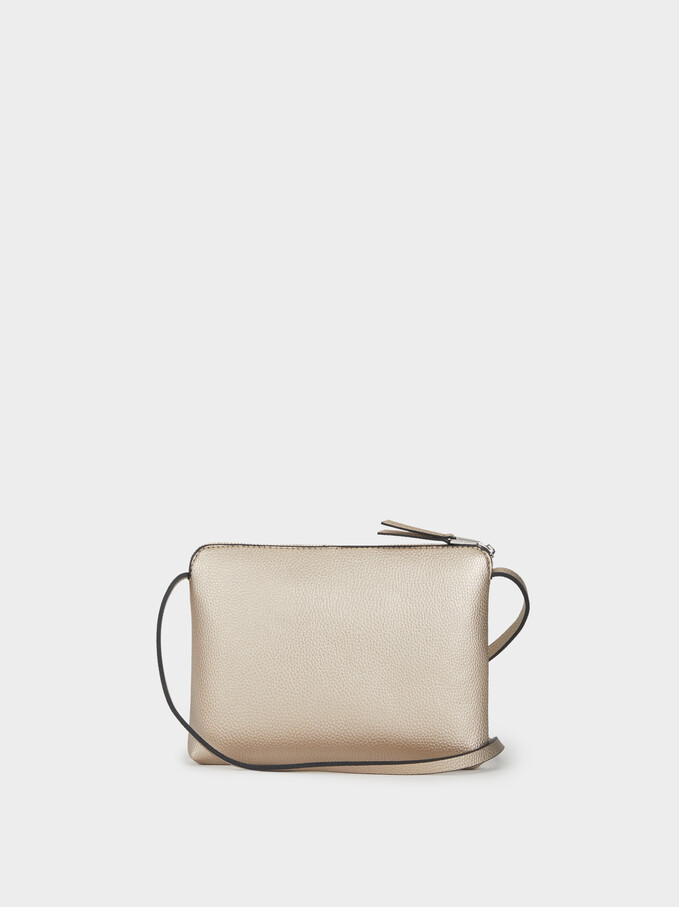 Shoulder Bag With Outer Pocket, Silver, hi-res