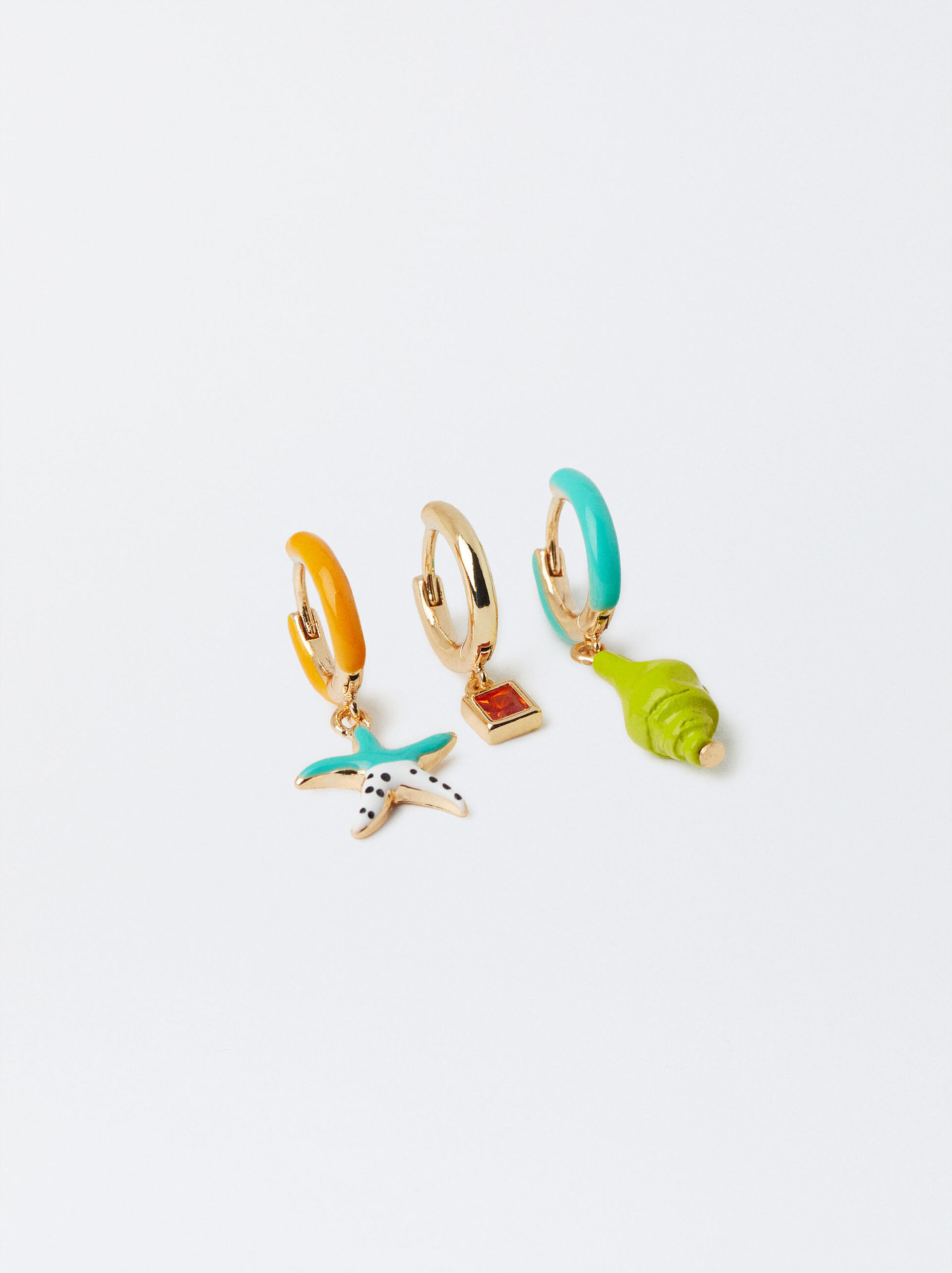 Set Of Hoop Earrings With Enamel image number 1.0
