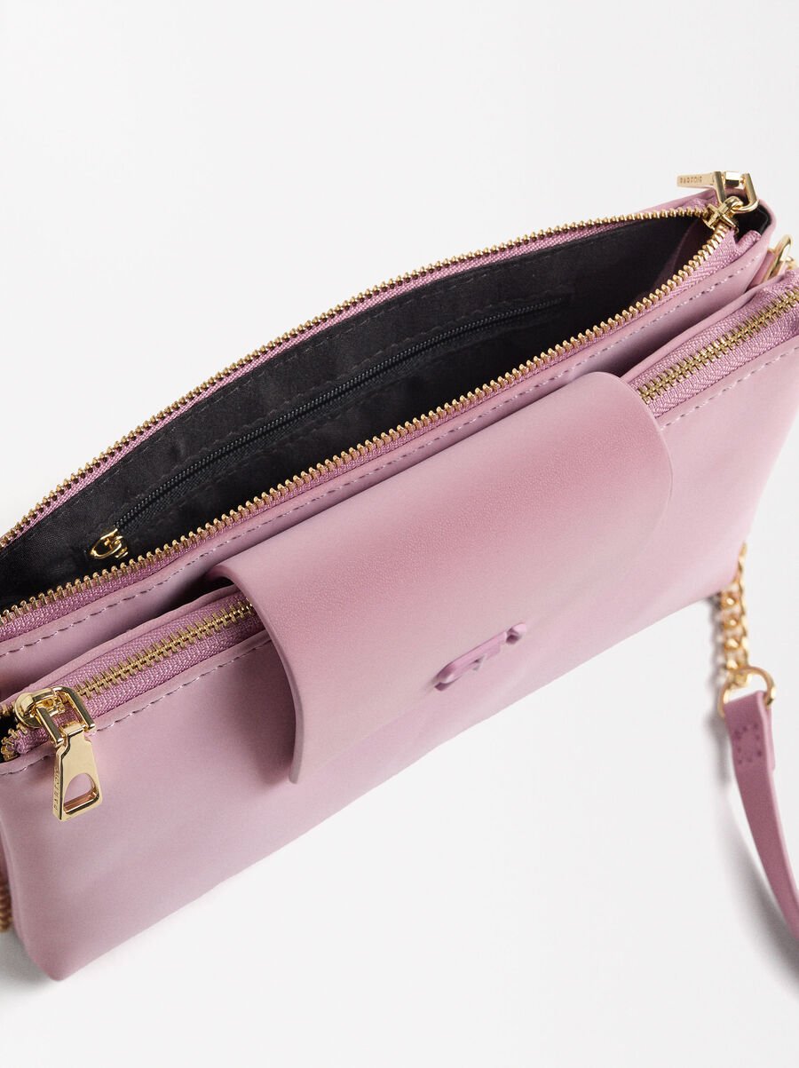 Crossbody bag with velvety texture