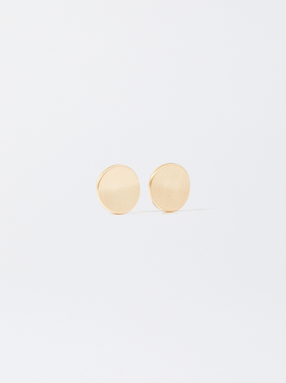 Round Earrings, Golden, hi-res