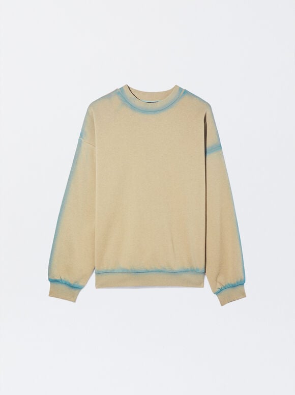 Cotton Sweatshirt, Brown, hi-res