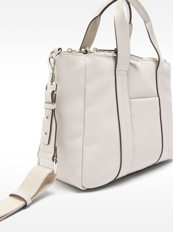 Nylon effect tote bag with shoulder strap