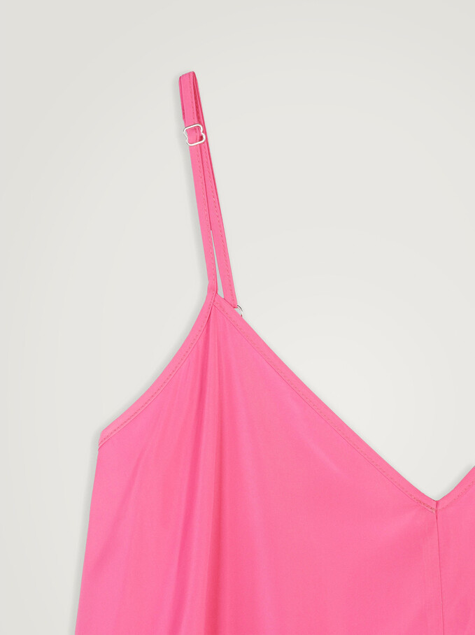 V-Neck Dress With Shoulder Straps, Pink, hi-res