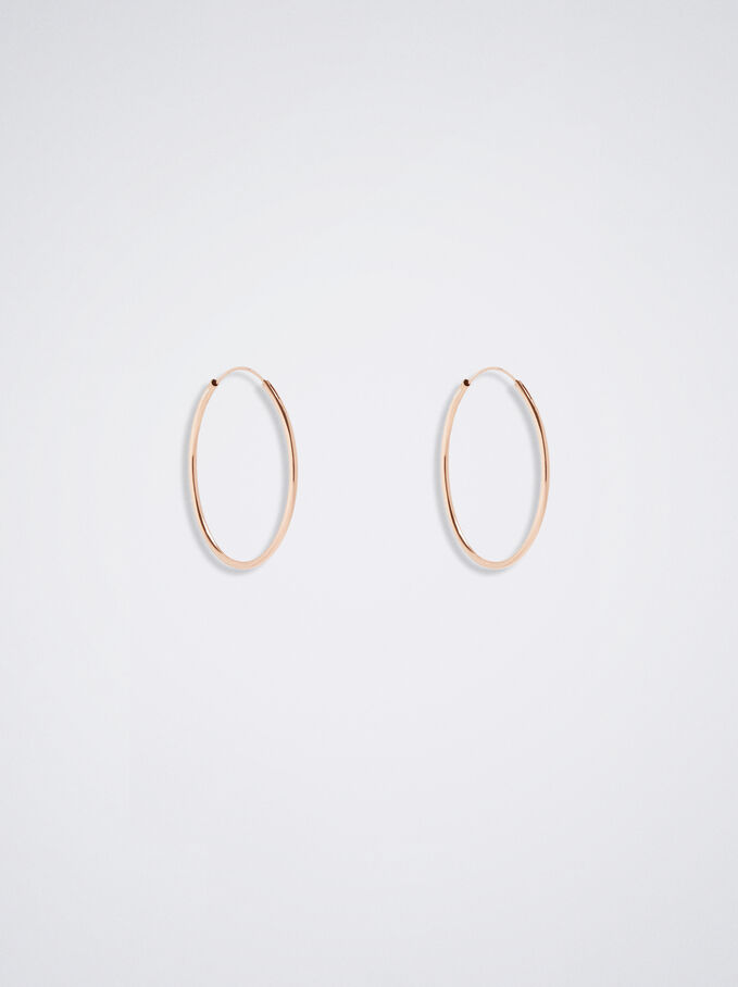 Short 925 Silver Hoop Earrings, Rose Gold, hi-res