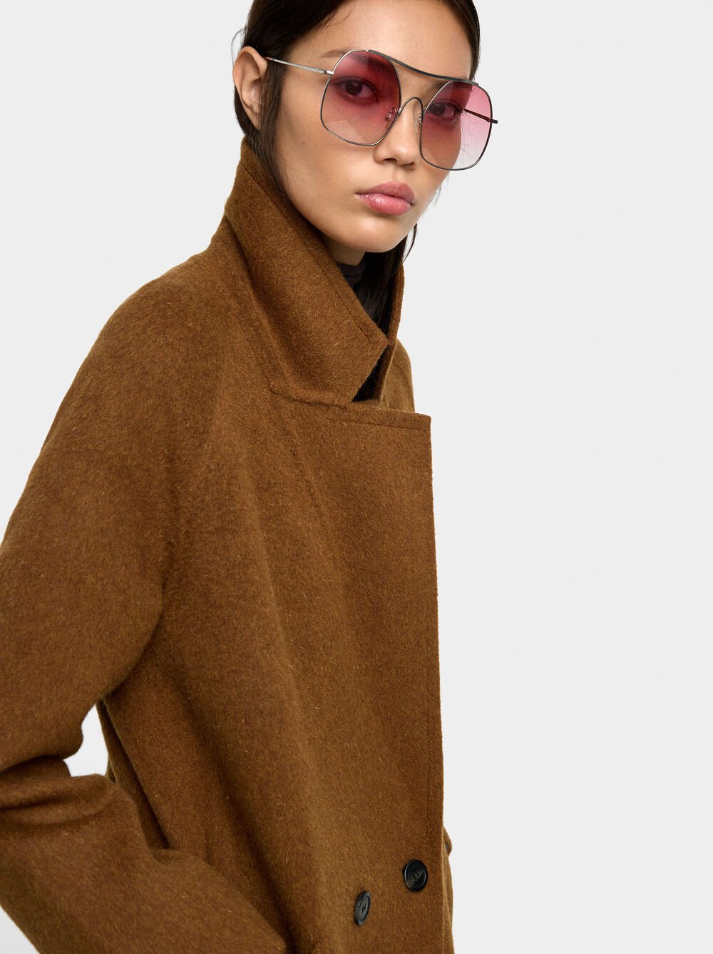 Long coat with wool blend