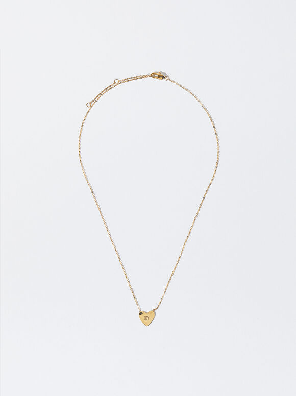 Goldene Stahlherz-Halskette, Golden, hi-res