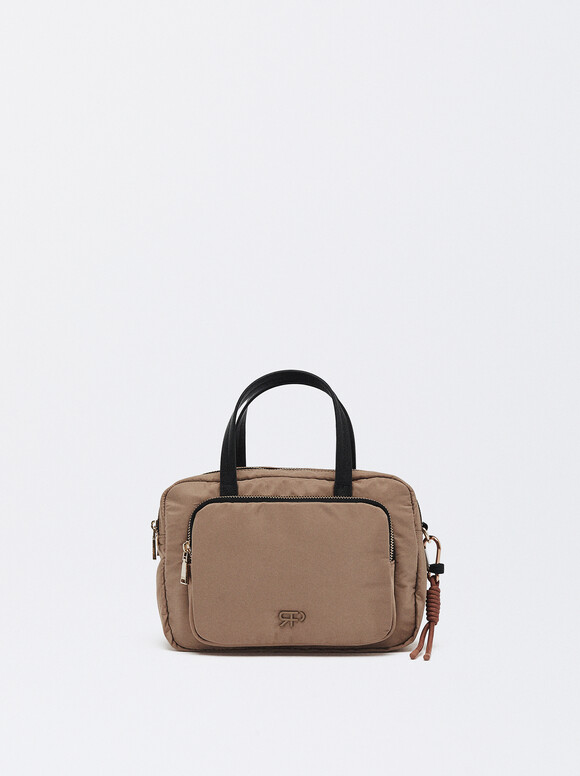 Nylon Tote Bag, Brown, hi-res