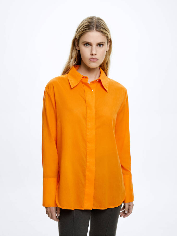 100% Cotton Shirt, Orange, hi-res