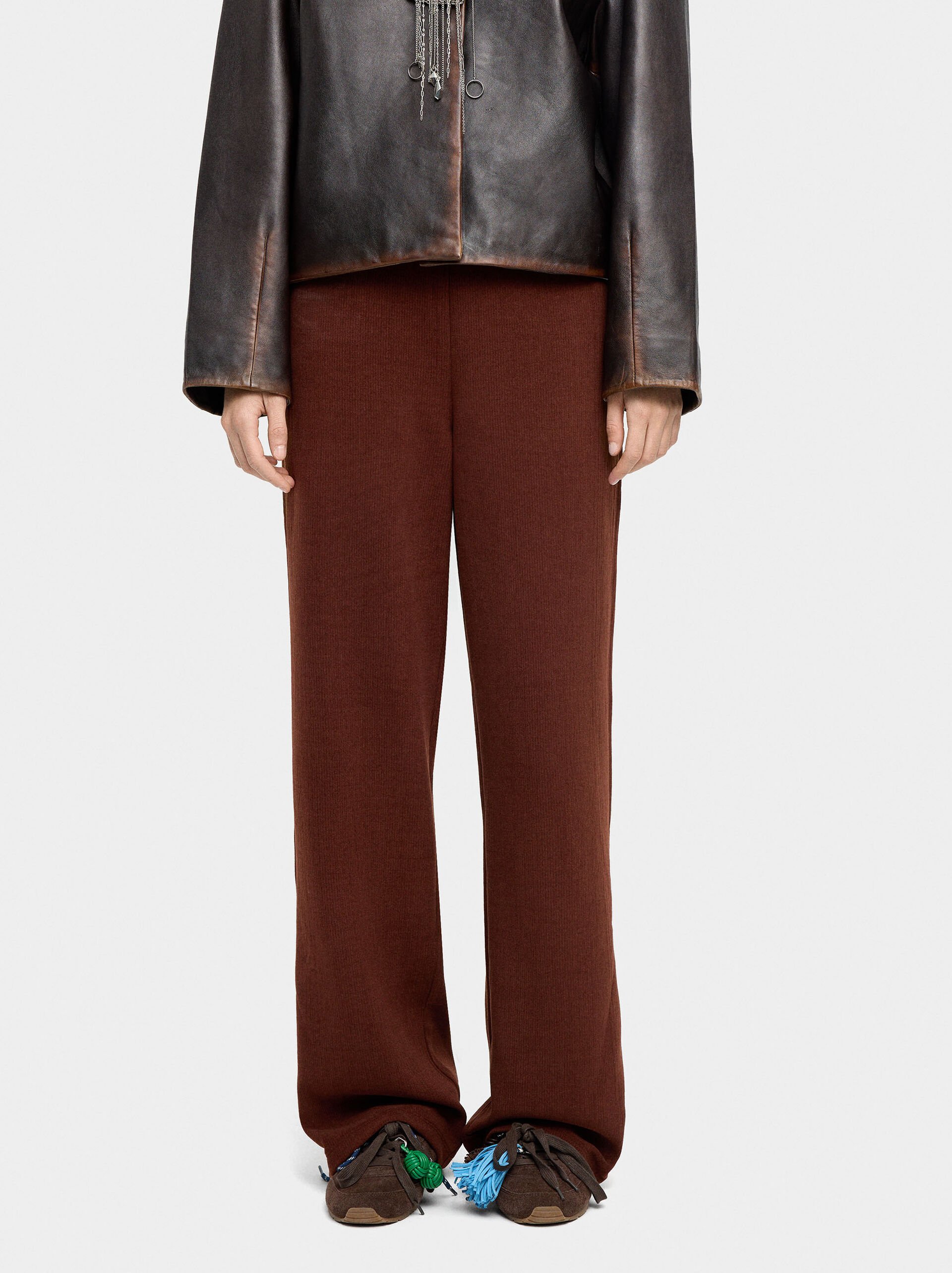 Straight pants with elastic waist image number 1.0