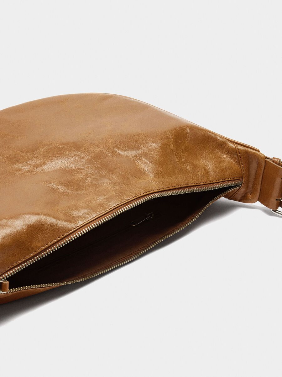 Leather hobo bag with studs