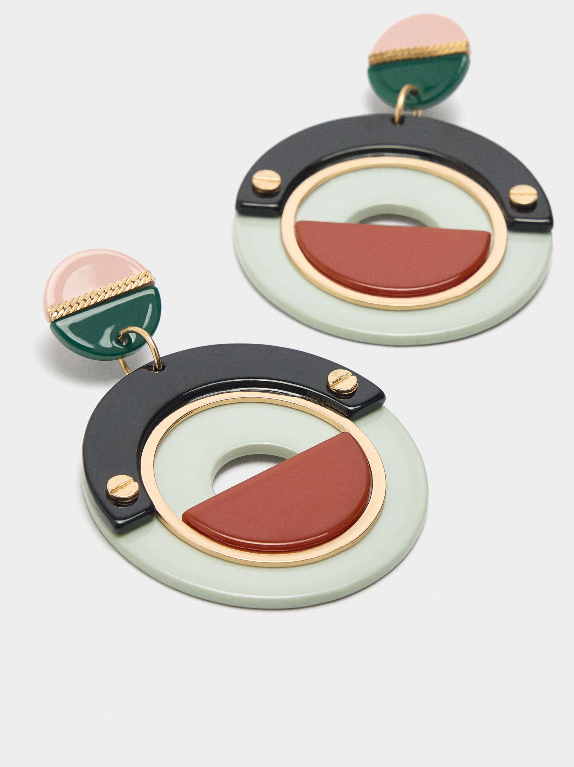 Round earrings with resin image number 2.0