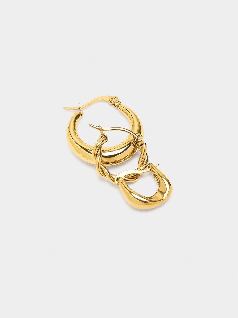 Set of golden hoop earrings - stainless steel