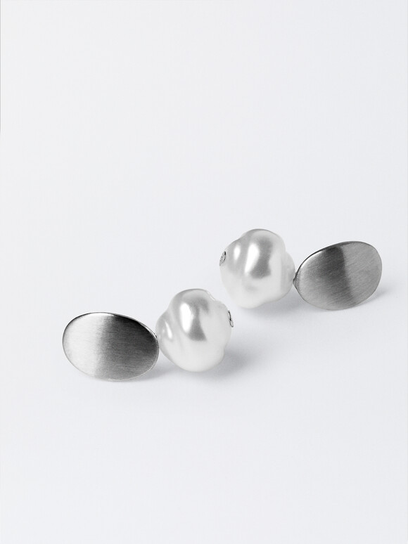 Boucles D'Oreilles Avec Perles, Beige, hi-res