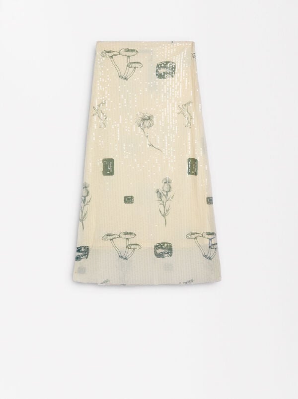 Printed sequin skirt