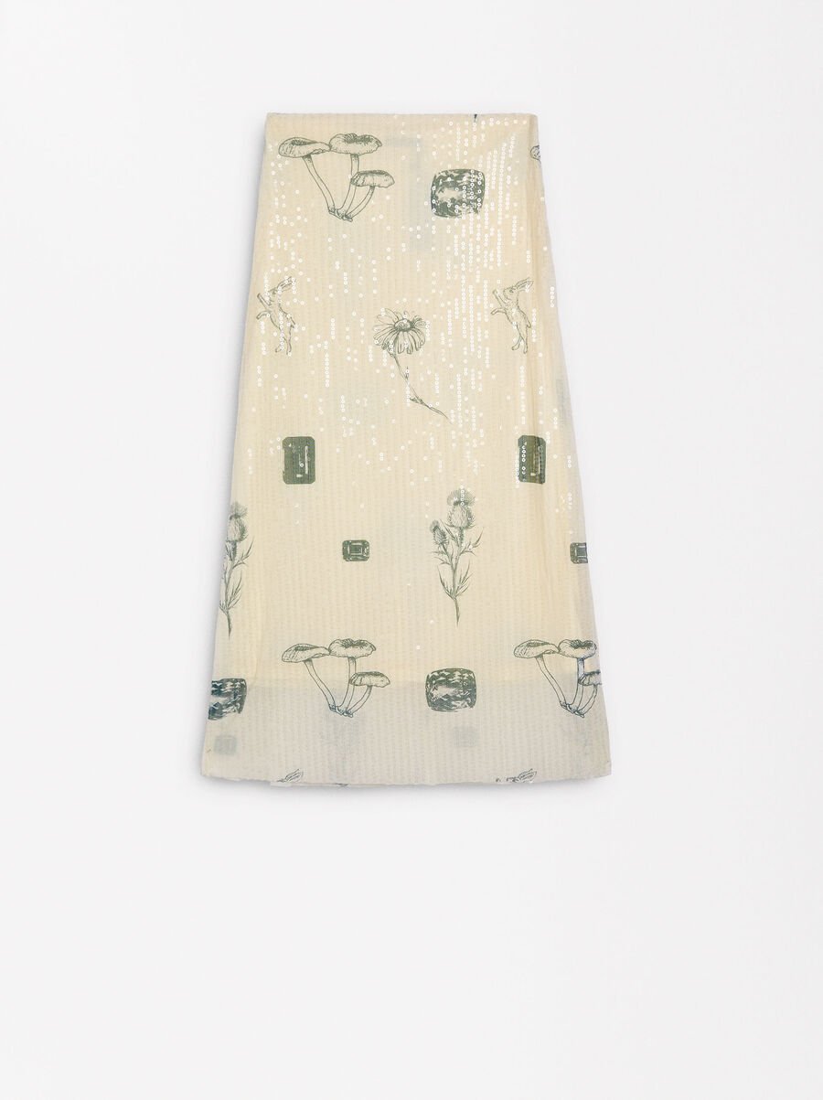 Printed sequin skirt