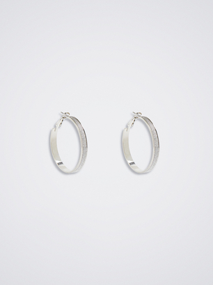 Medium Rhinestone Hoop Earrings, Silver, hi-res