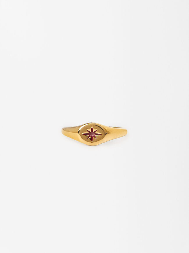 Star Signet Ring - Stainless Steel image number 0.0