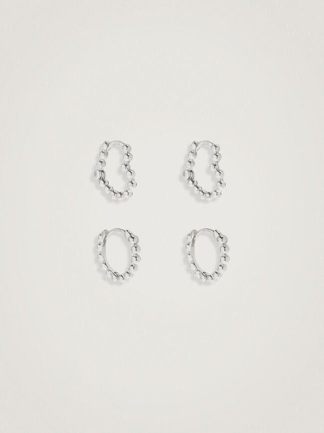 Set Of  Silver Hoop Earrings
