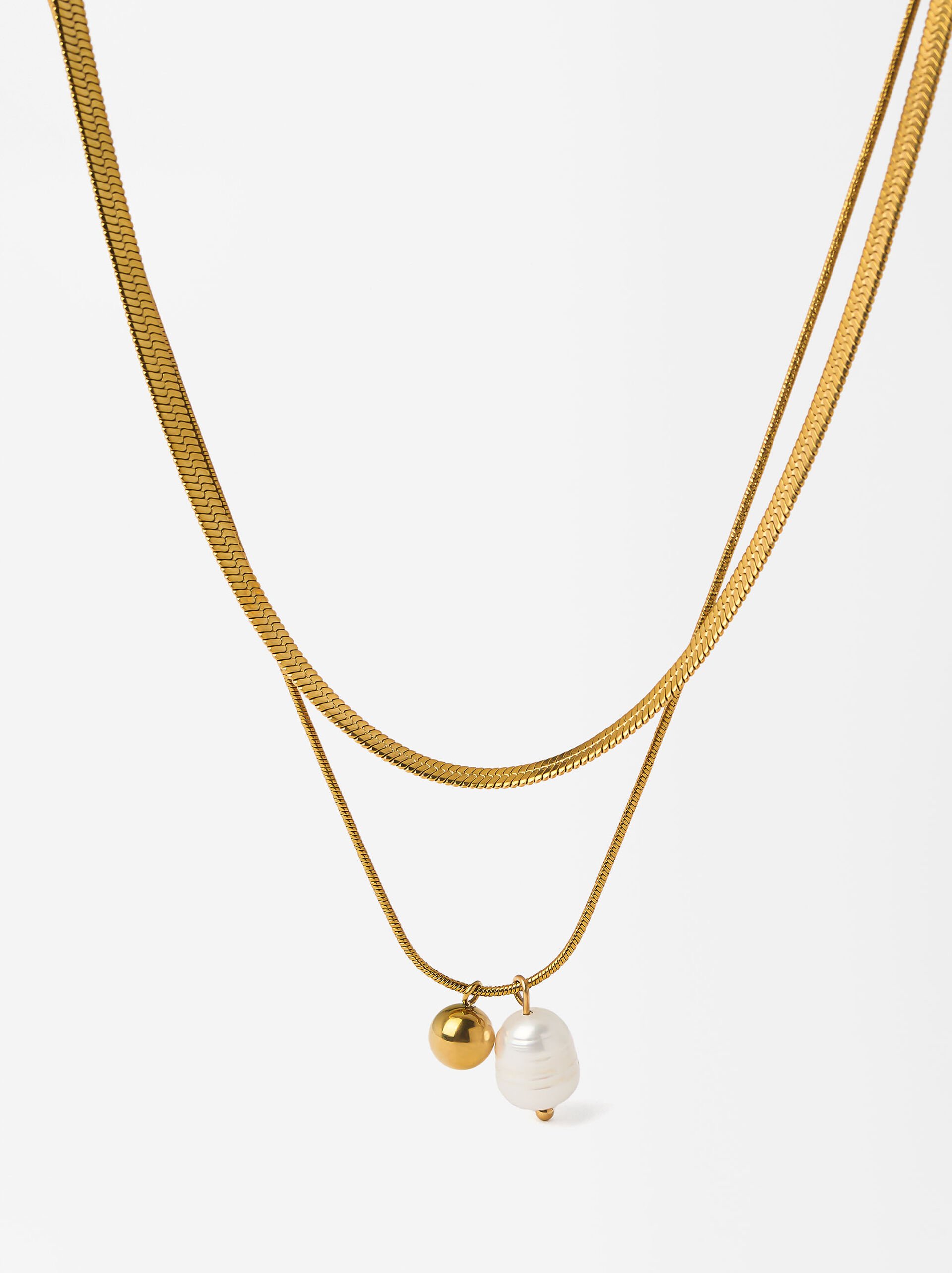 Set of pearl necklaces - stainless steel image number 0.0