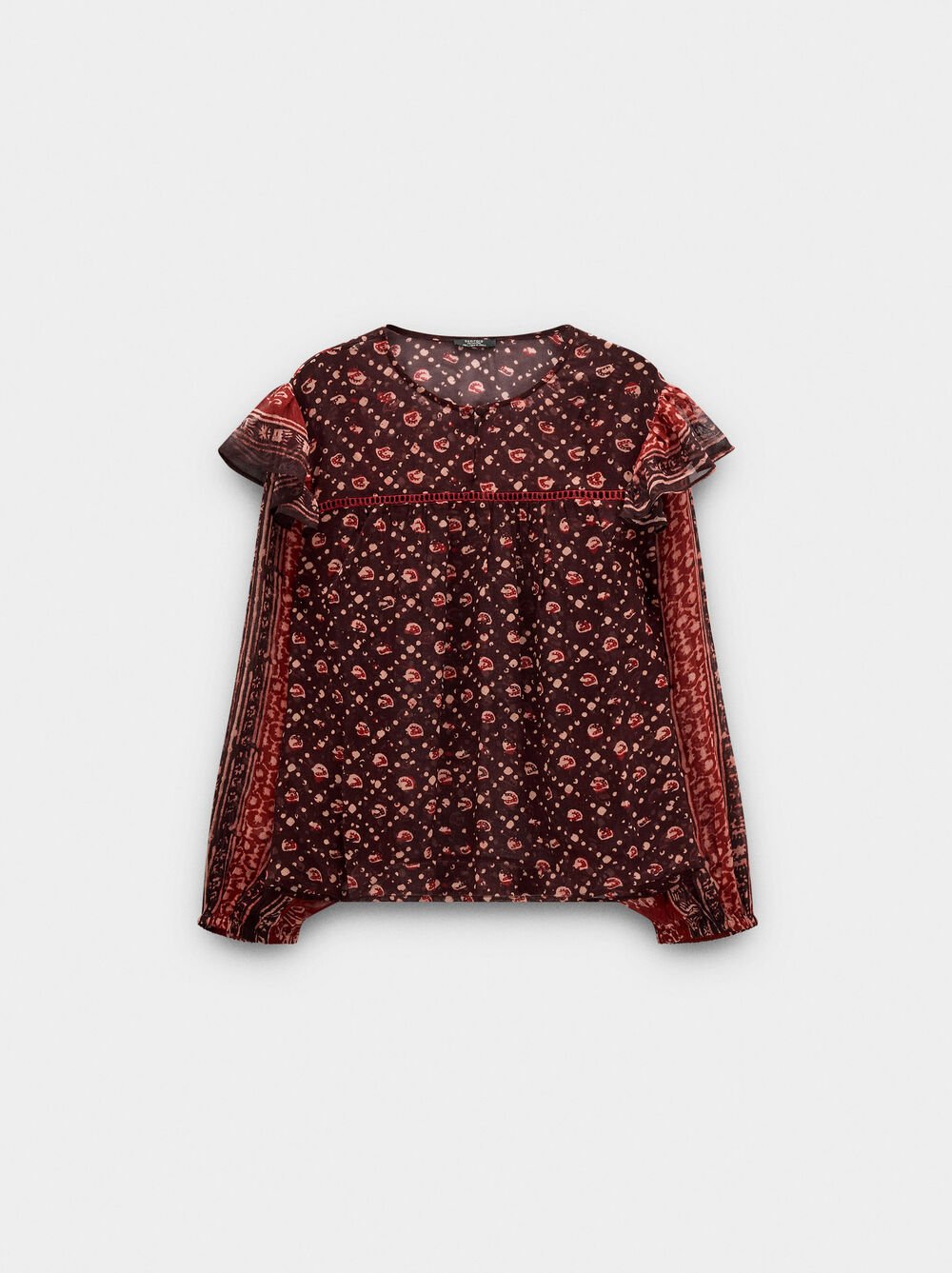 Blouse with semi-transparent print