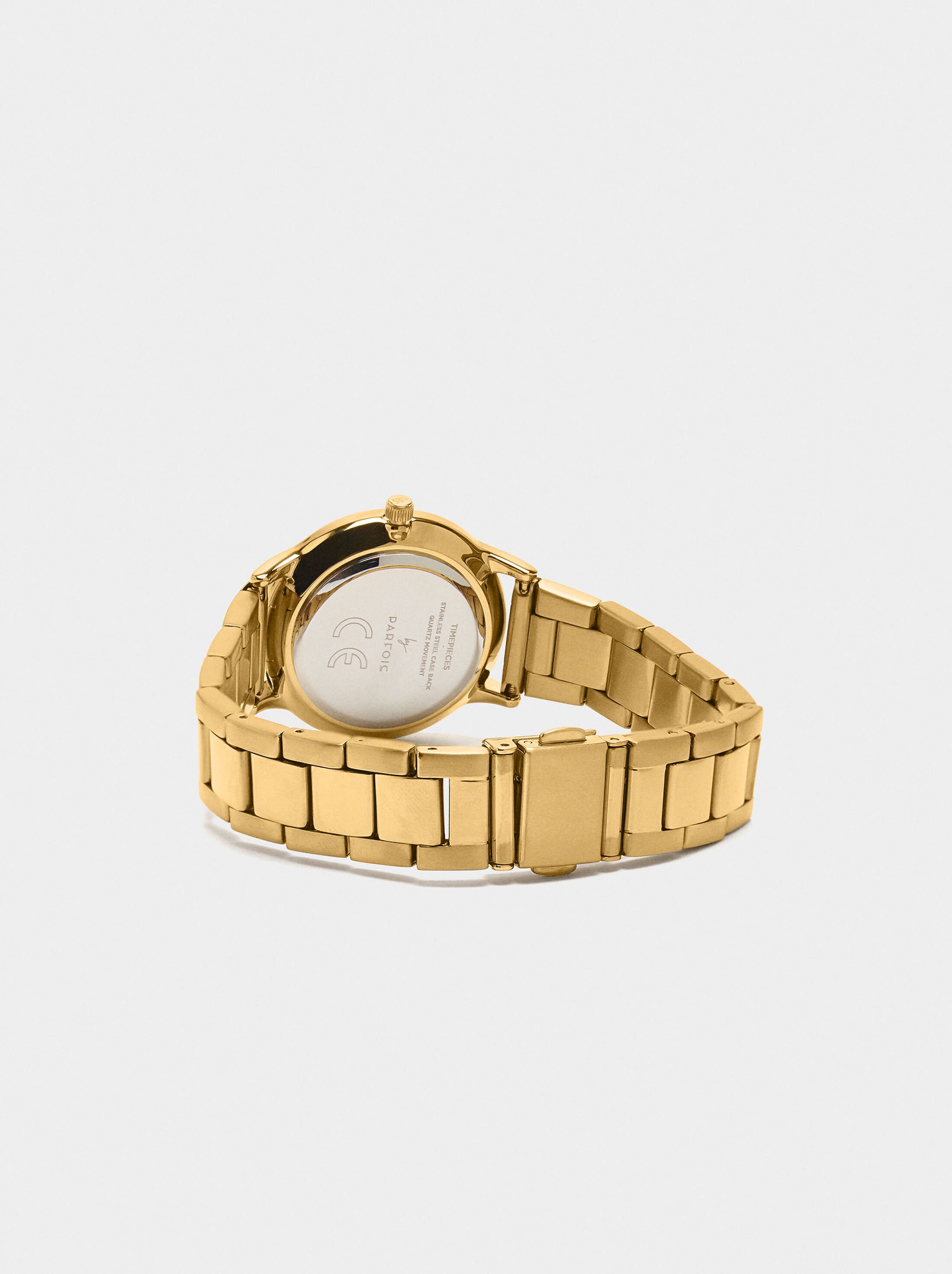 Gold watch with stainless steel bracelet image number 2.0
