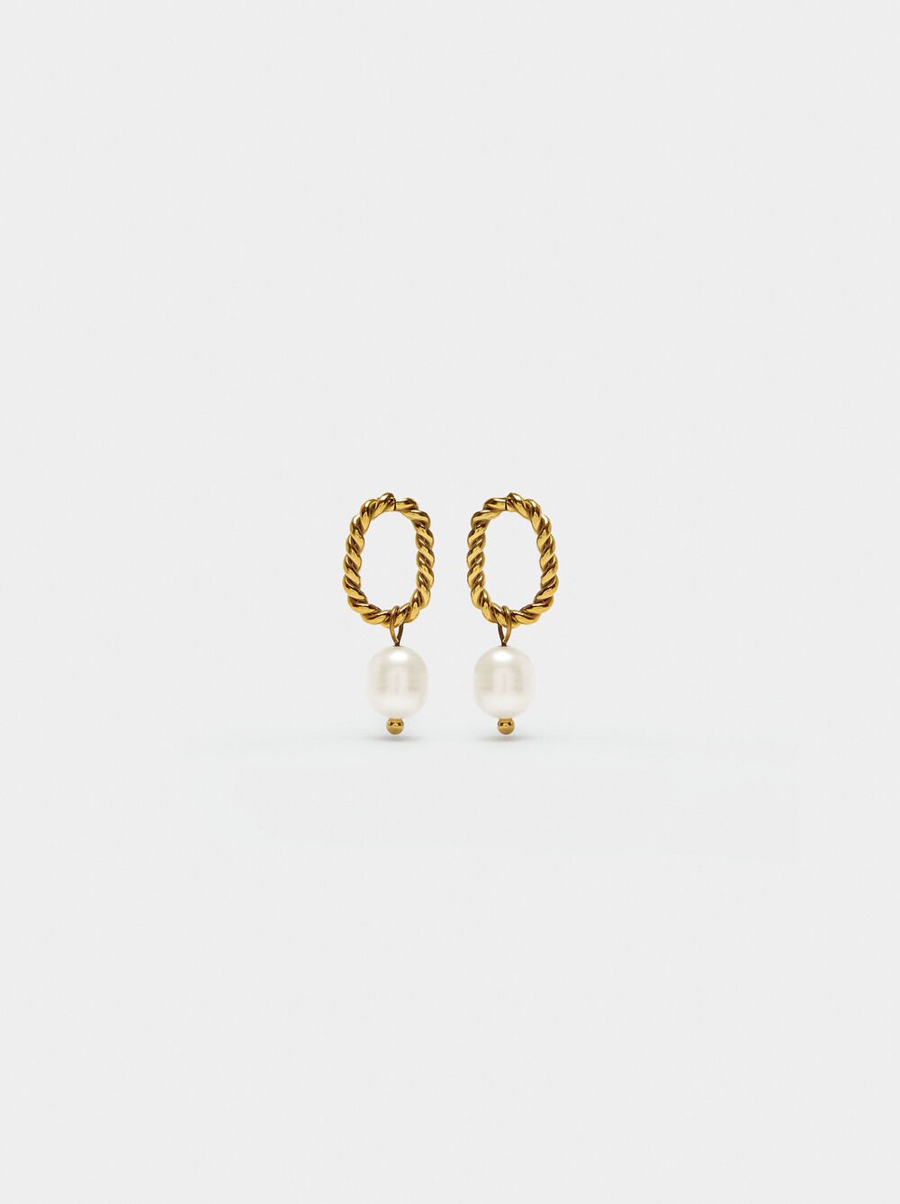 Earrings with pearls - stainless steel
