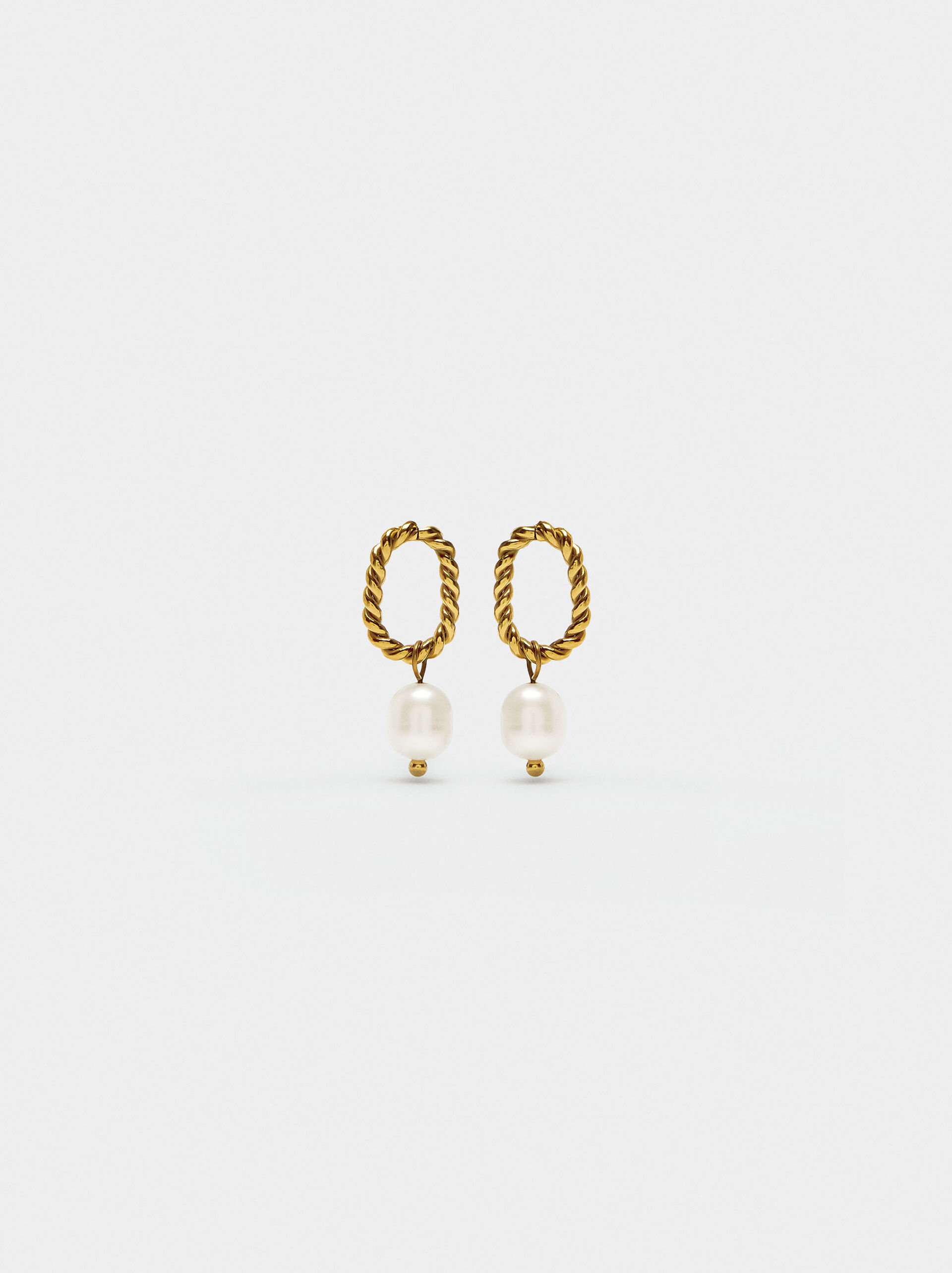 Earrings with pearls - stainless steel image number 0.0