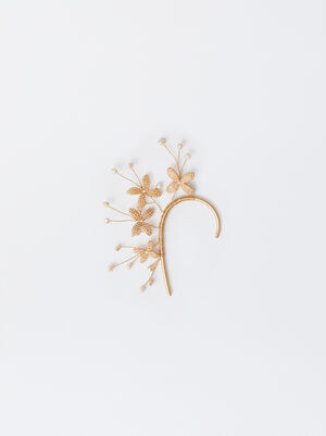 Ear Cuff-Ohrring Mit Blumen Und Perlen image number 1.0