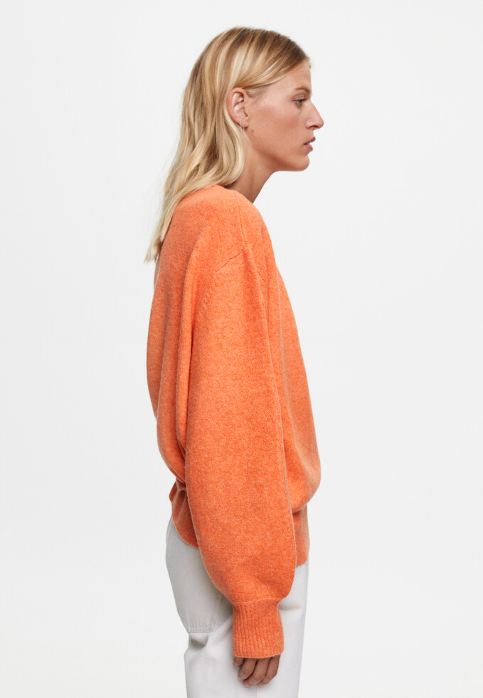 Crossover Knit Cardigan, Orange, hi-res
