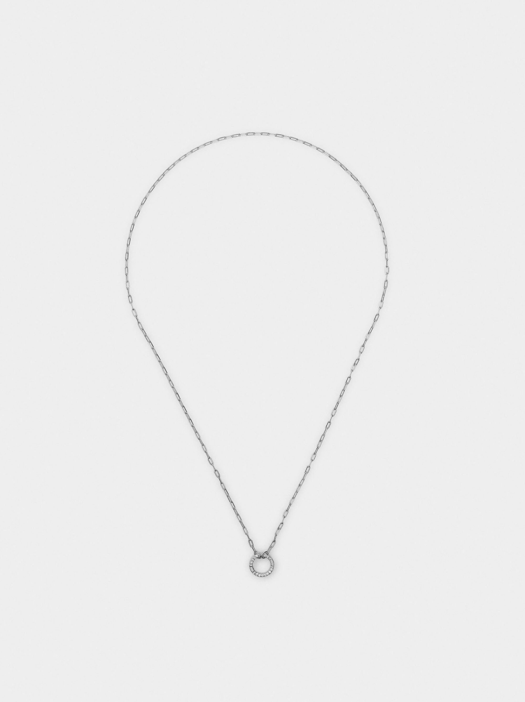 Pendant necklace with links and zirconias - 925 sterling silver image number 2.0