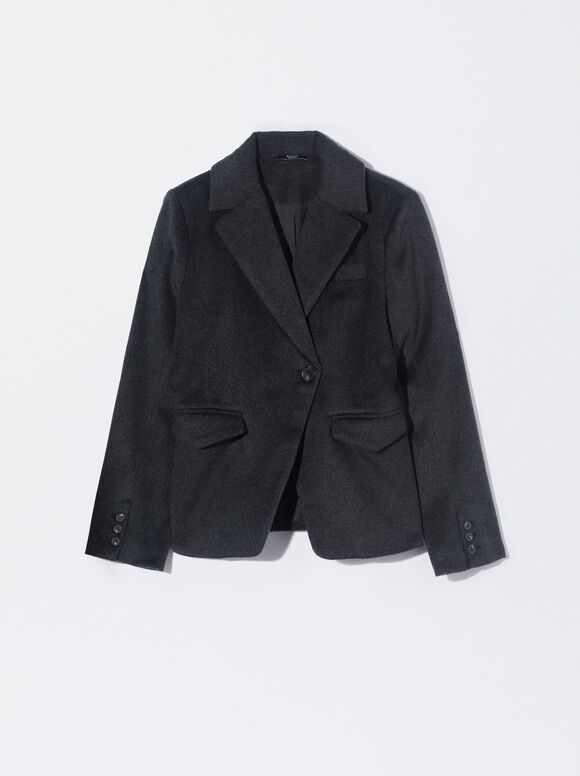 Blazer With Wool, Grey, hi-res