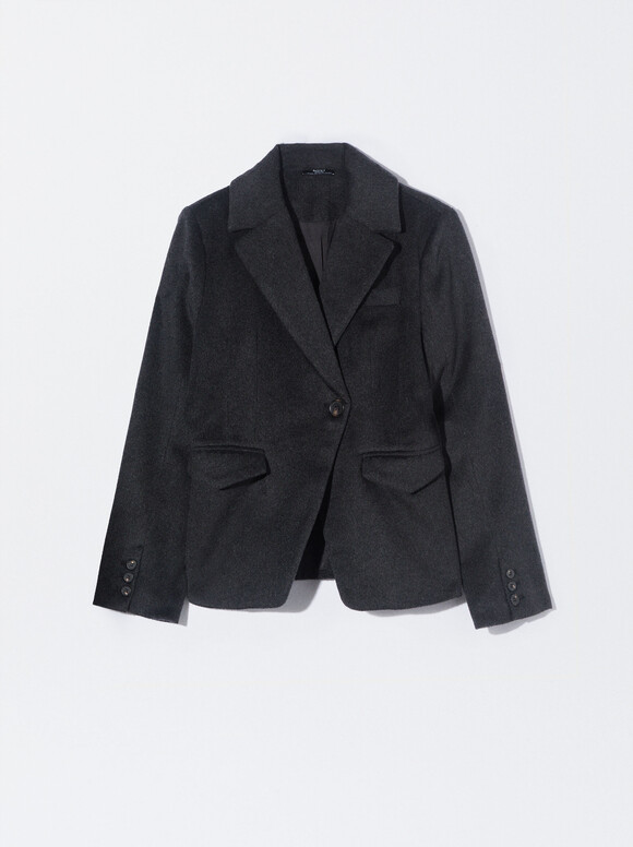 Blazer With Wool, Grey, hi-res