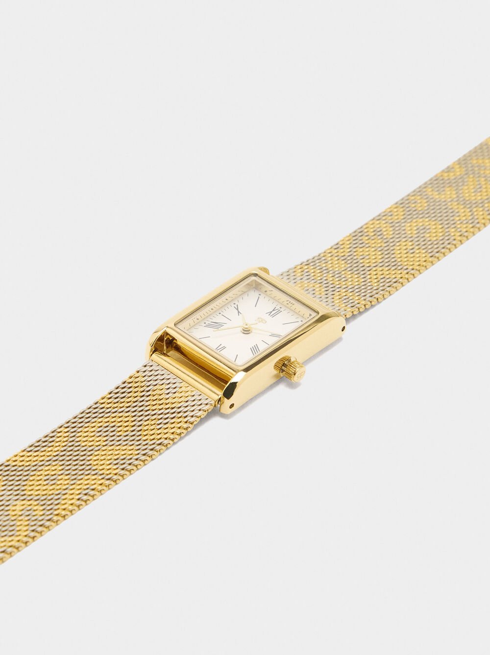Animal printed mesh strap watch