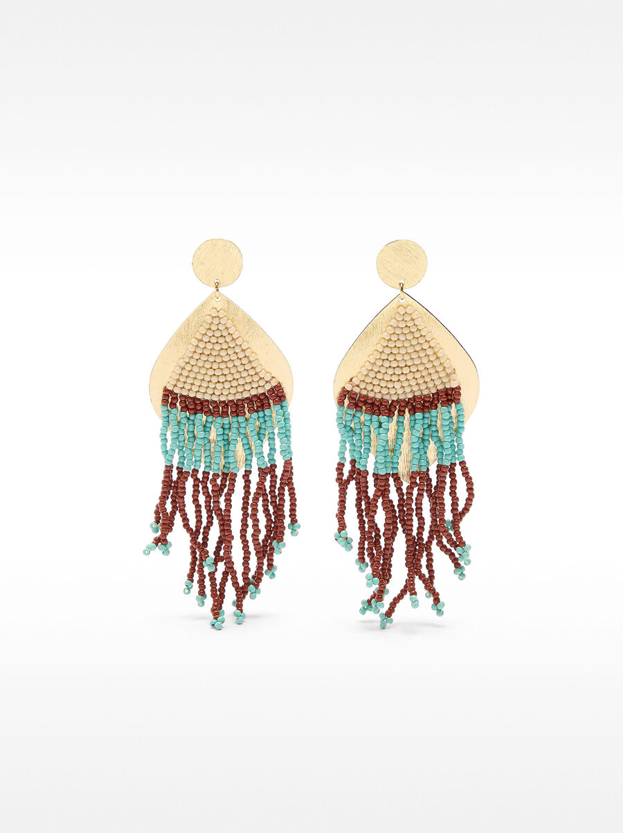 Oval earrings with beads