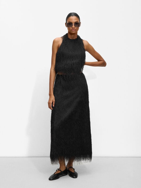 Top halter fur effect