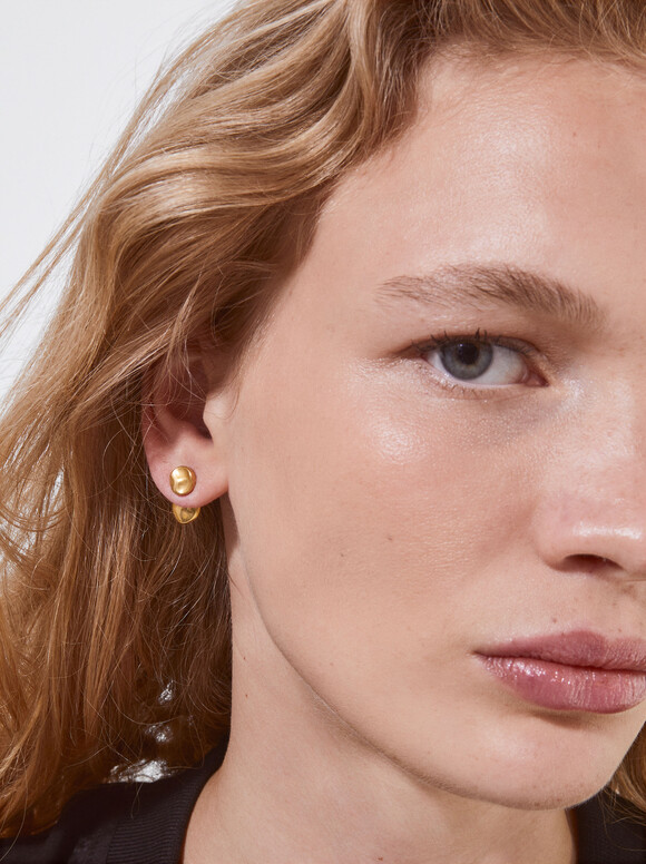 Golden Stainless Steel Earrings, Golden, hi-res