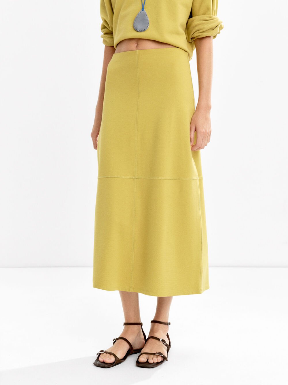 Midi skirt with topstitching