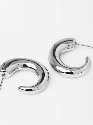 Silver Hoop Earrings - Stainless Steel 