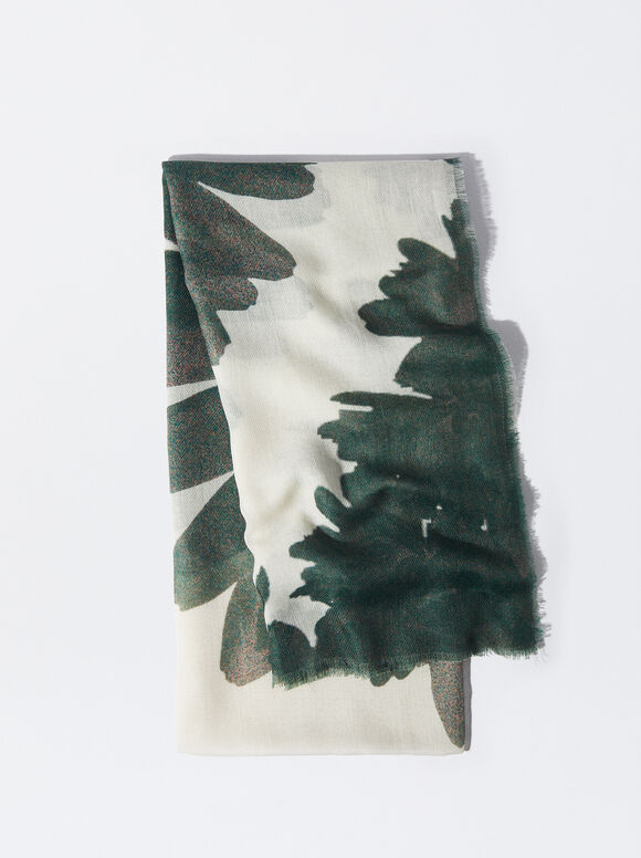 Printed Scarf, Green, hi-res