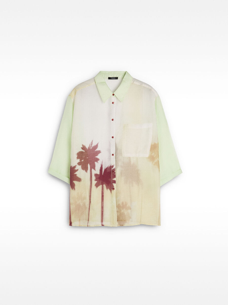 Semi-transparent shirt with palm print