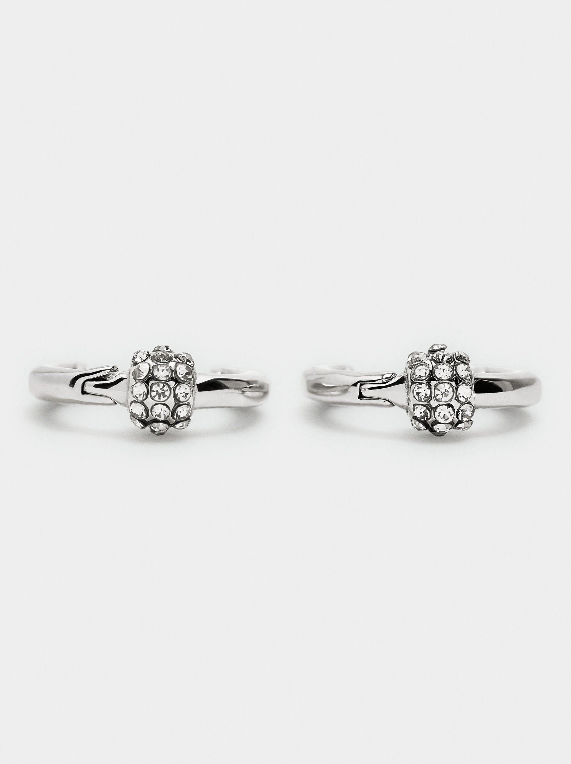 Hoop earrings with crystals - stainless steel image number 2.0