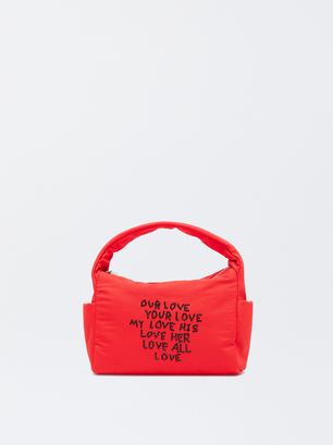 Online Exclusive - Nylon Shoulder Bag Love, Red, hi-res