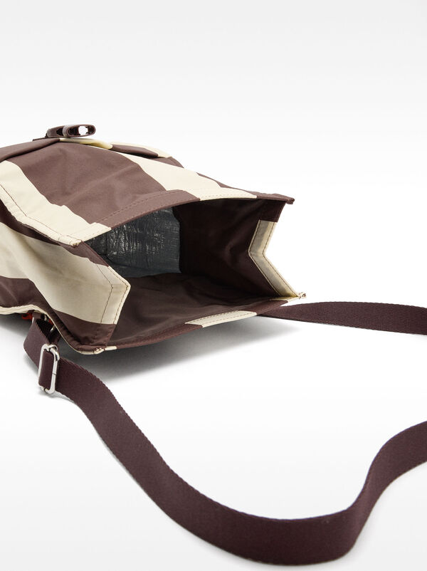 Striped nylon lunch bag