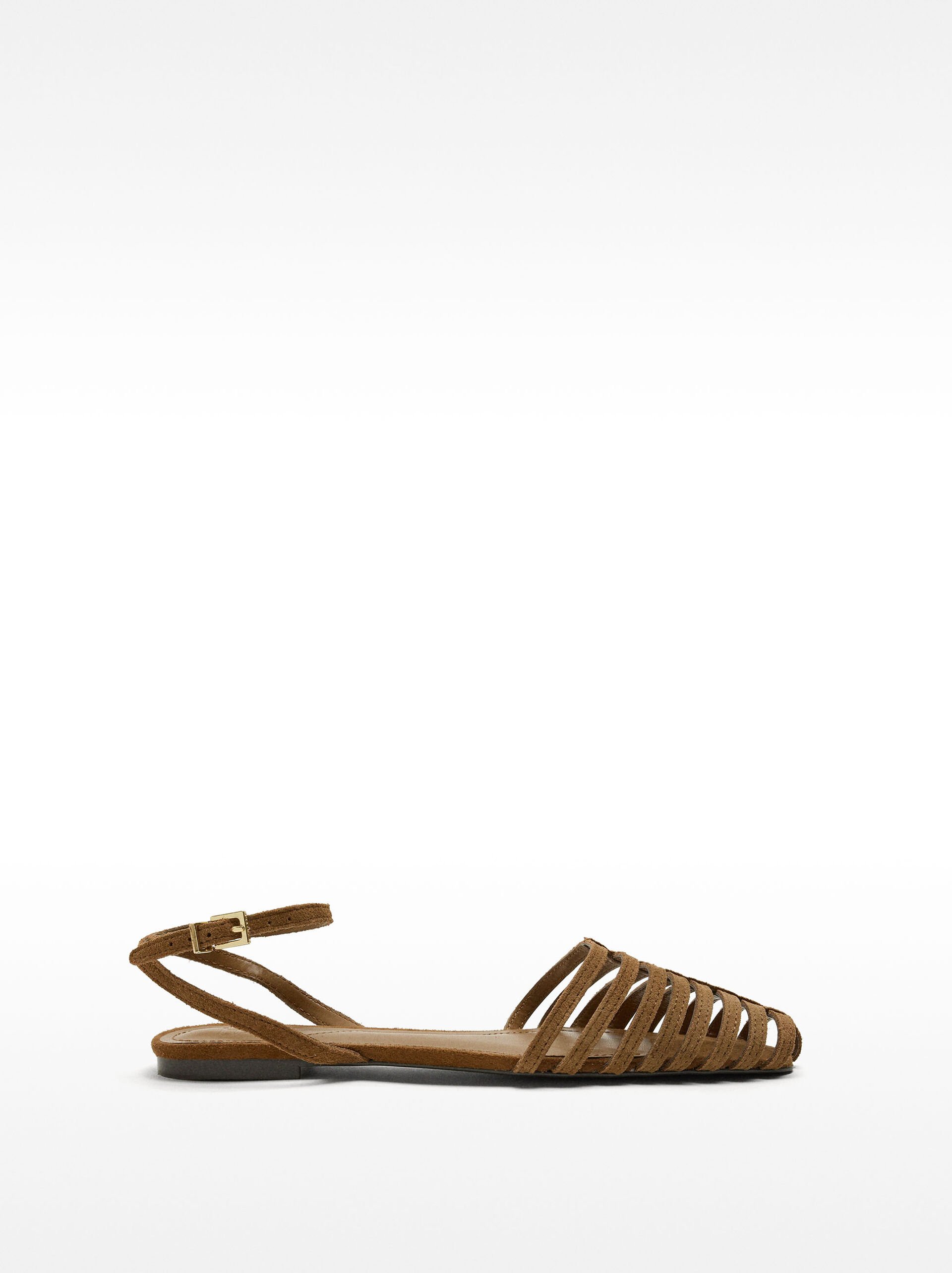 Flat leather sandals with straps image number 1.0