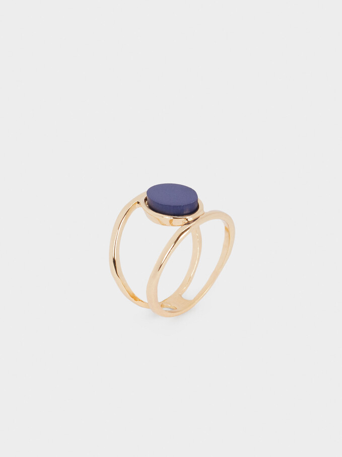 Ring With Stone, Navy, hi-res