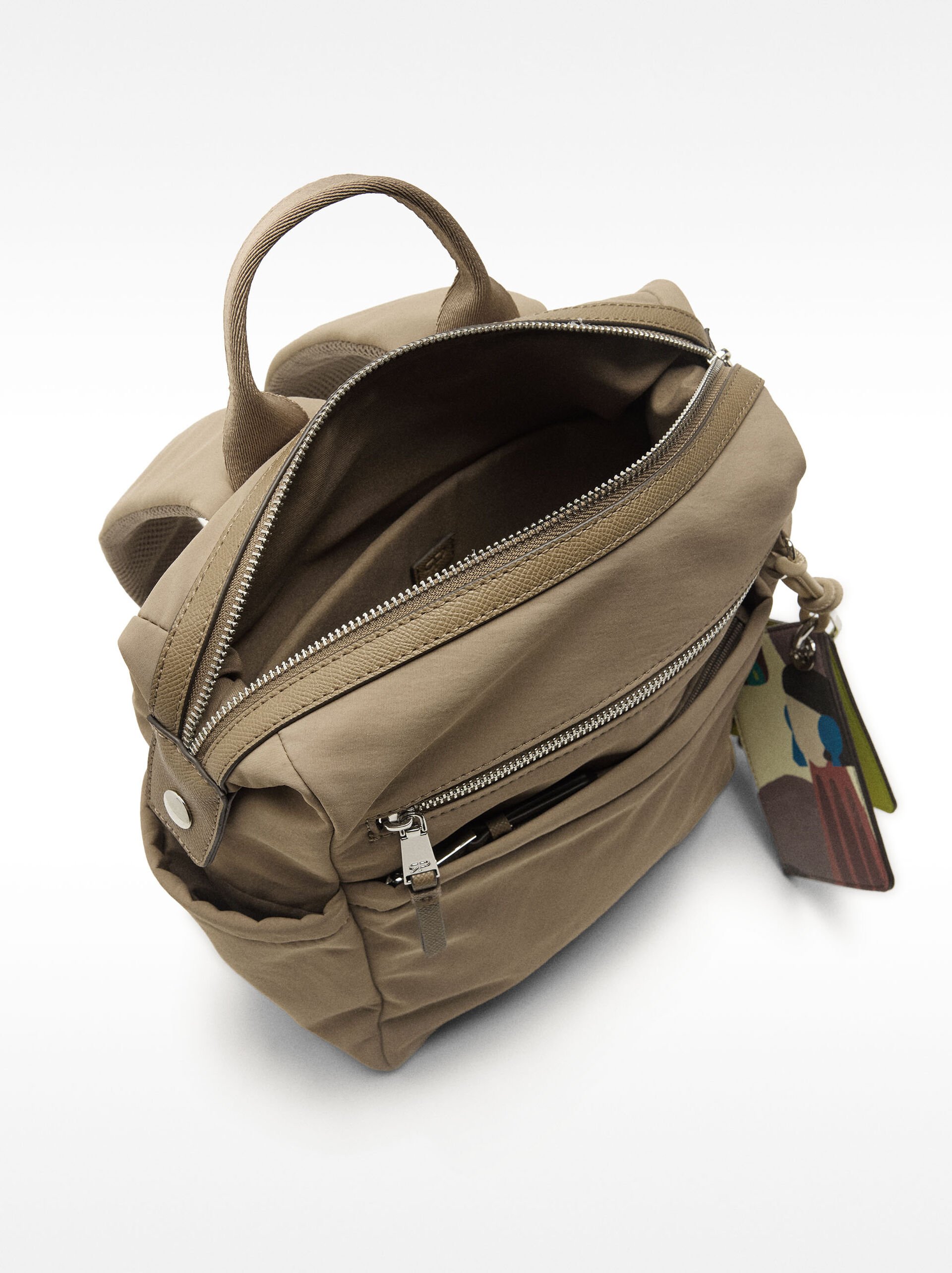Nylon backpack with pendant image number 4.0