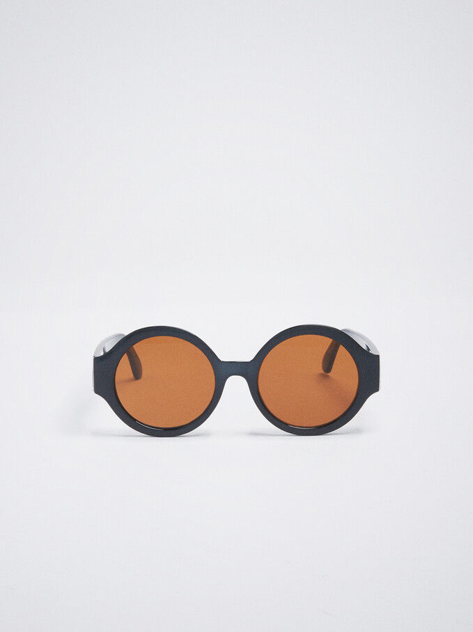Lunettes De Soleil Rondes, Bleu, hi-res